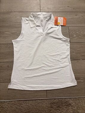 Sleeveless Golf Polo Tank Top in White - Performance Knit